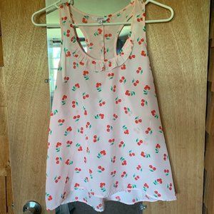 CANDIES Tank Top Baby Pink with Cherries Racerback